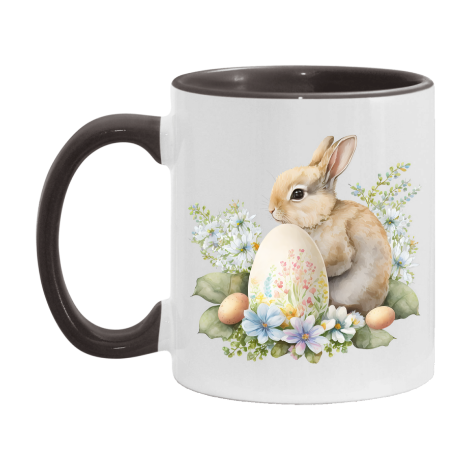Easter Bunny Coffee Mug, Pastel Easter Bunny Art Easter Gift, Double-Sided 11Oz Or 15Oz White Ceramic Cup