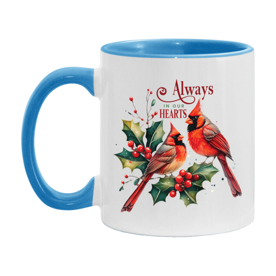 Red Cardinal Mug – Northern Red Cardinal Christmas Mug with Heartfelt Message, 11oz or 15oz White Ceramic Coffee Cup