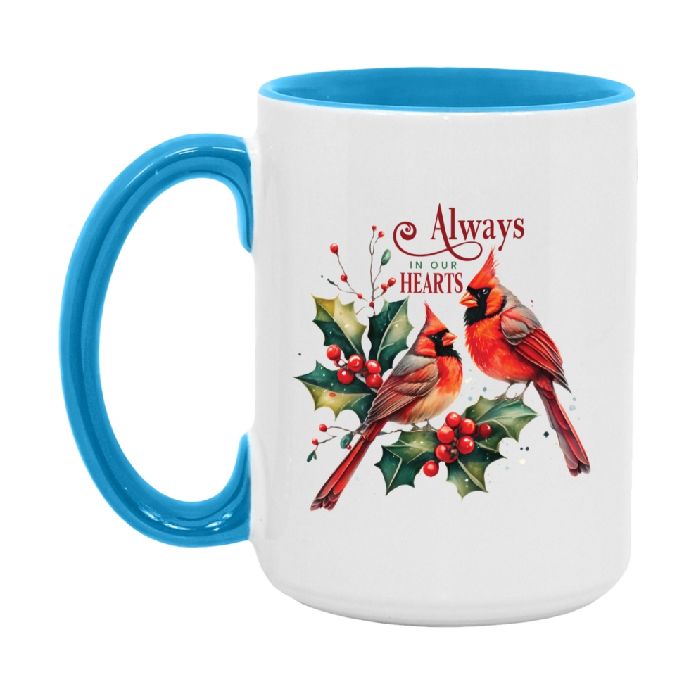 Red Cardinal Mug – Northern Red Cardinal Christmas Mug with Heartfelt Message, 11oz or 15oz White Ceramic Coffee Cup