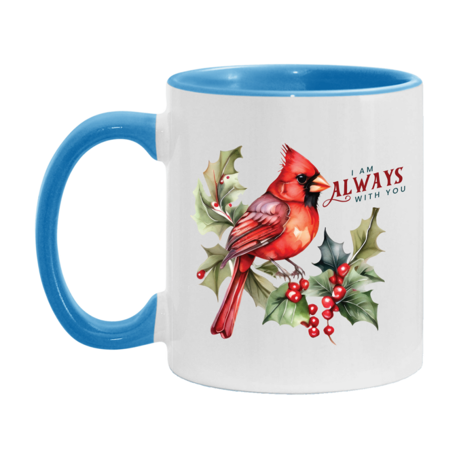 Red Cardinal Mug – Northern Red Cardinal Christmas Mug with Heartfelt Message, 11oz or 15oz White Ceramic Coffee Cup