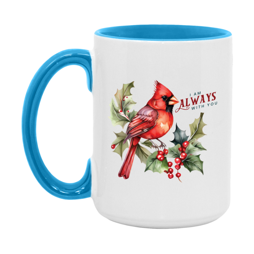 Red Cardinal Mug – Northern Red Cardinal Christmas Mug with Heartfelt Message, 11oz or 15oz White Ceramic Coffee Cup
