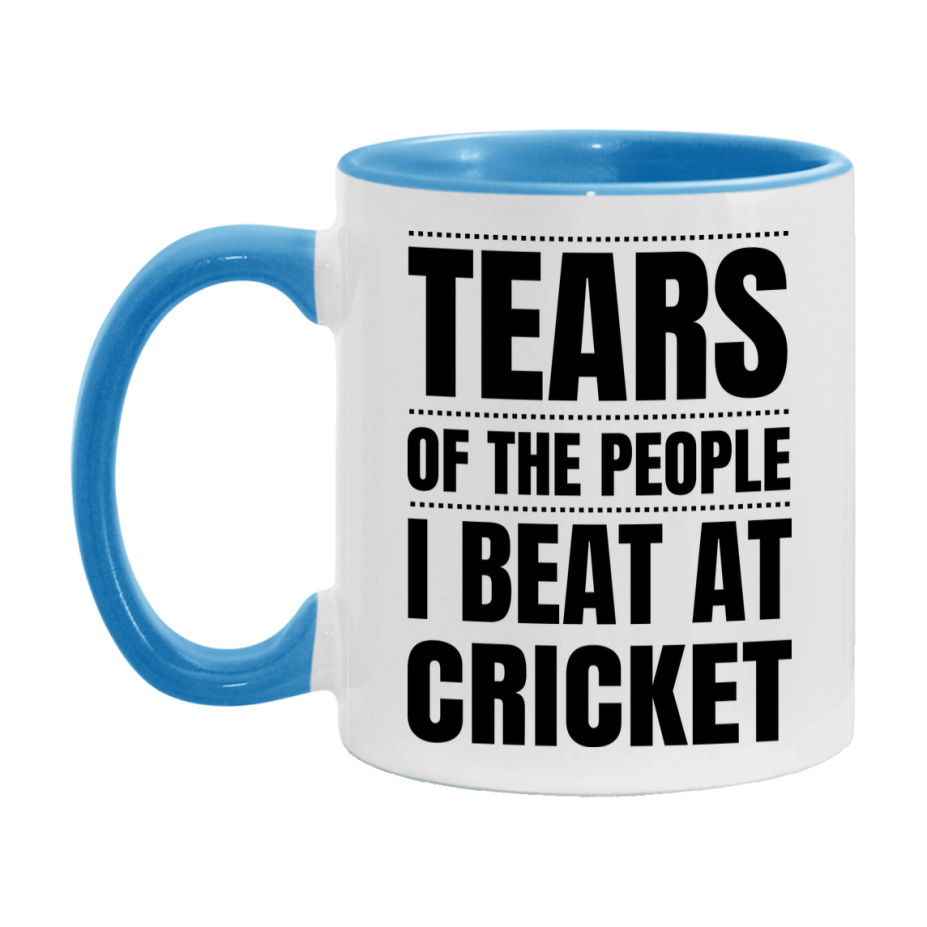 Funny Cricket Mug - "Tears Of The People I Beat At Cricket" - 11Oz Or 15Oz Ceramic Coffee Cup