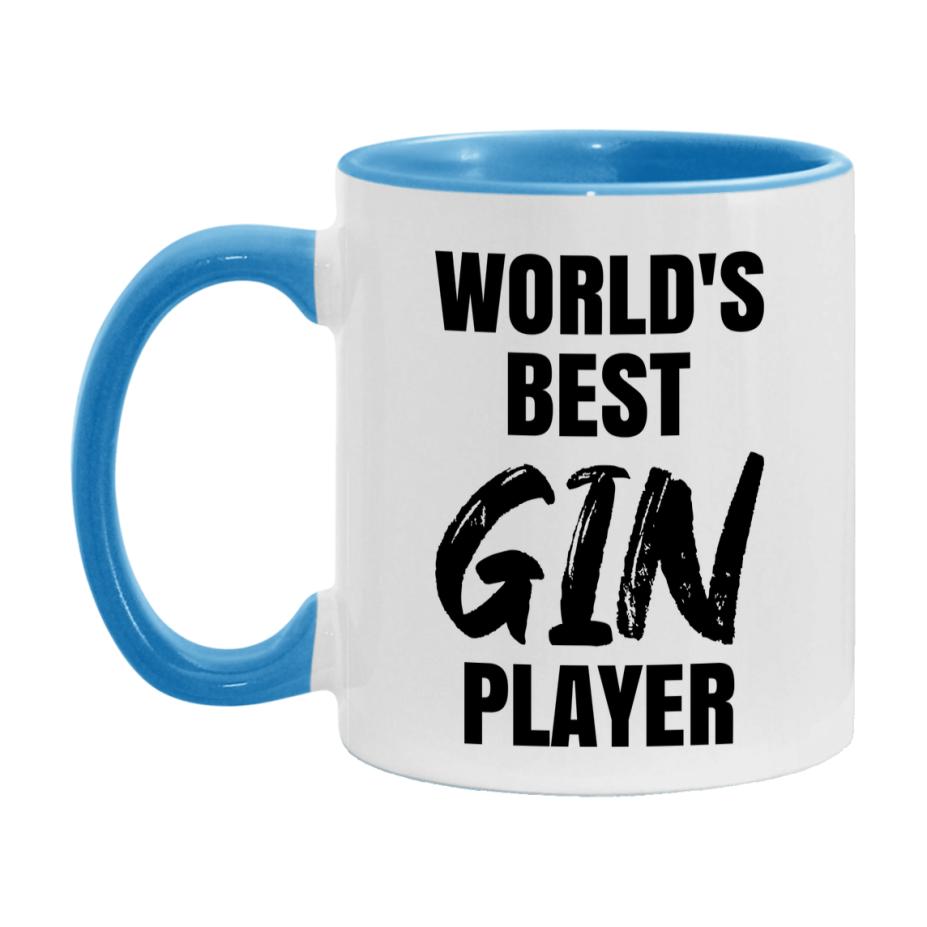 World's Best Gin Player Mug, Funny Card Game Player Gift, 11Oz Or 15Oz White Ceramic Mug