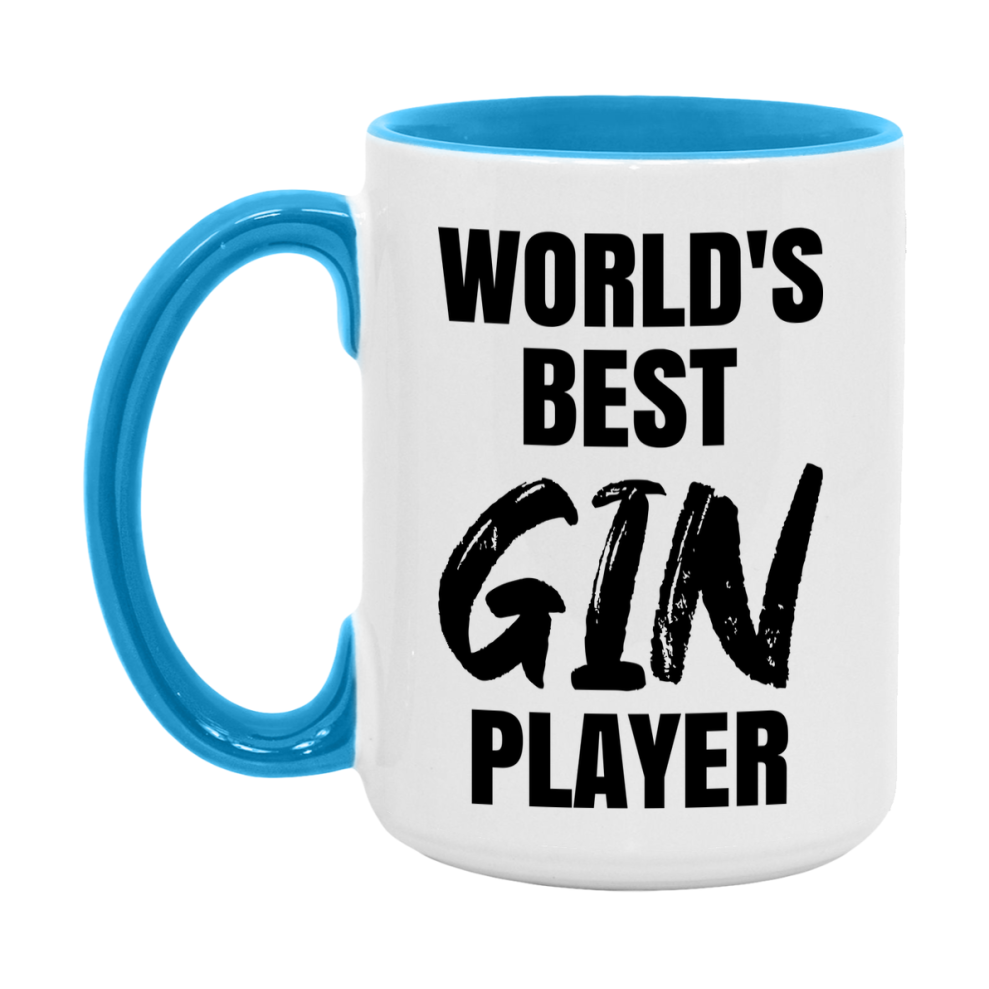 World's Best Gin Player Mug, Funny Card Game Player Gift, 11Oz Or 15Oz White Ceramic Mug