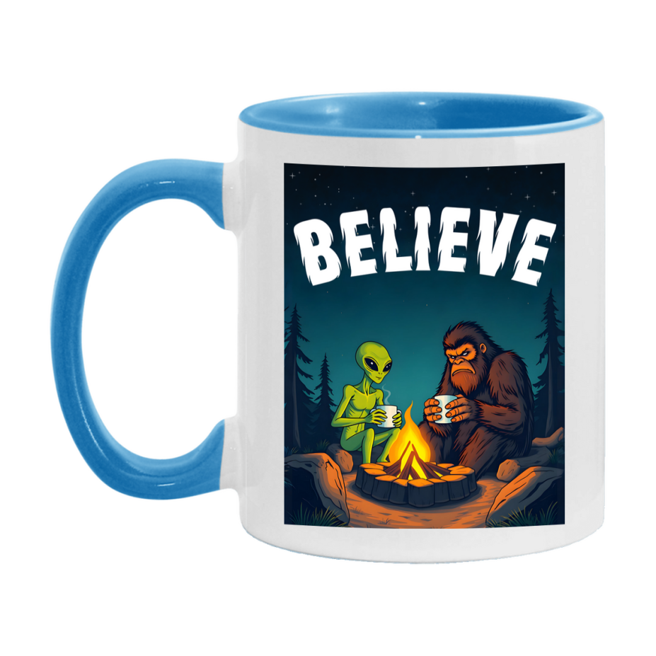 Bigfoot Mug – Funny Bigfoot And Alien Coffee Cup, Double-Sided 11Oz Or 15Oz Ceramic, Perfect Mother’s Day Or Father’s Day Gift