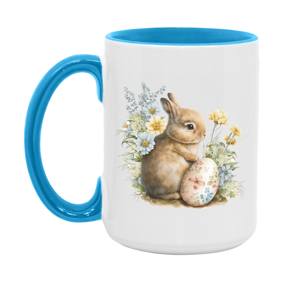 Easter Bunny Coffee Mug, Easter Bunny And Eggs Easter Gift, Double-Sided 11Oz Or 15Oz White Ceramic Cup