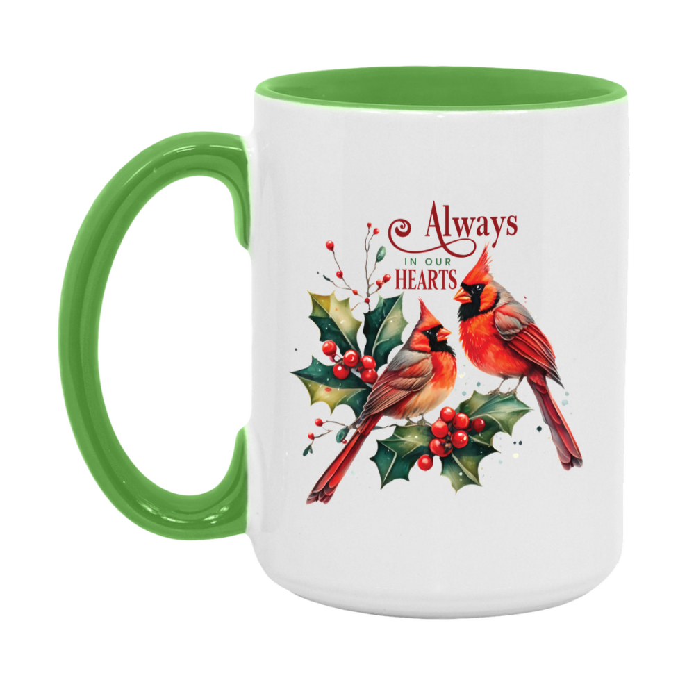 Red Cardinal Mug – Northern Red Cardinal Christmas Mug with Heartfelt Message, 11oz or 15oz White Ceramic Coffee Cup