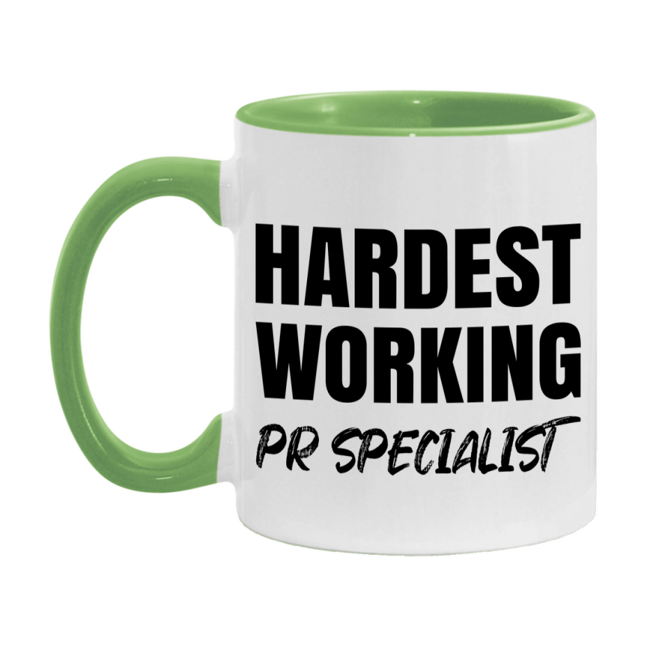 Pr Specialist Superlative Mug, Hardest Working Pr Specialist, 11oz or 15oz Ceramic Coffee Mug, Double-Sided Cup, Gift for Pr Specialist, Coworker Gift, Boss Gift
