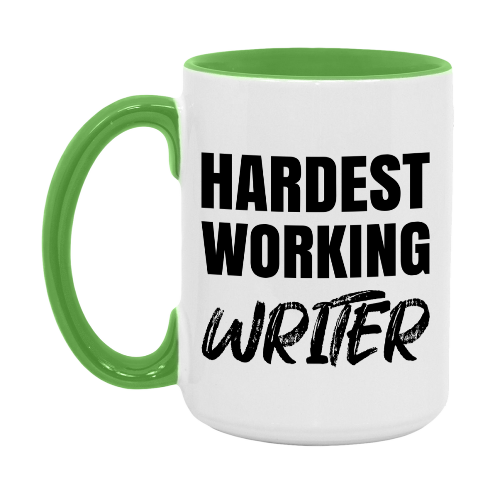 Writer Superlative Mug, Hardest Working Writer, 11oz or 15oz Ceramic Coffee Mug, Double-Sided Cup, Gift for Writer, Coworker Gift, Boss Gift