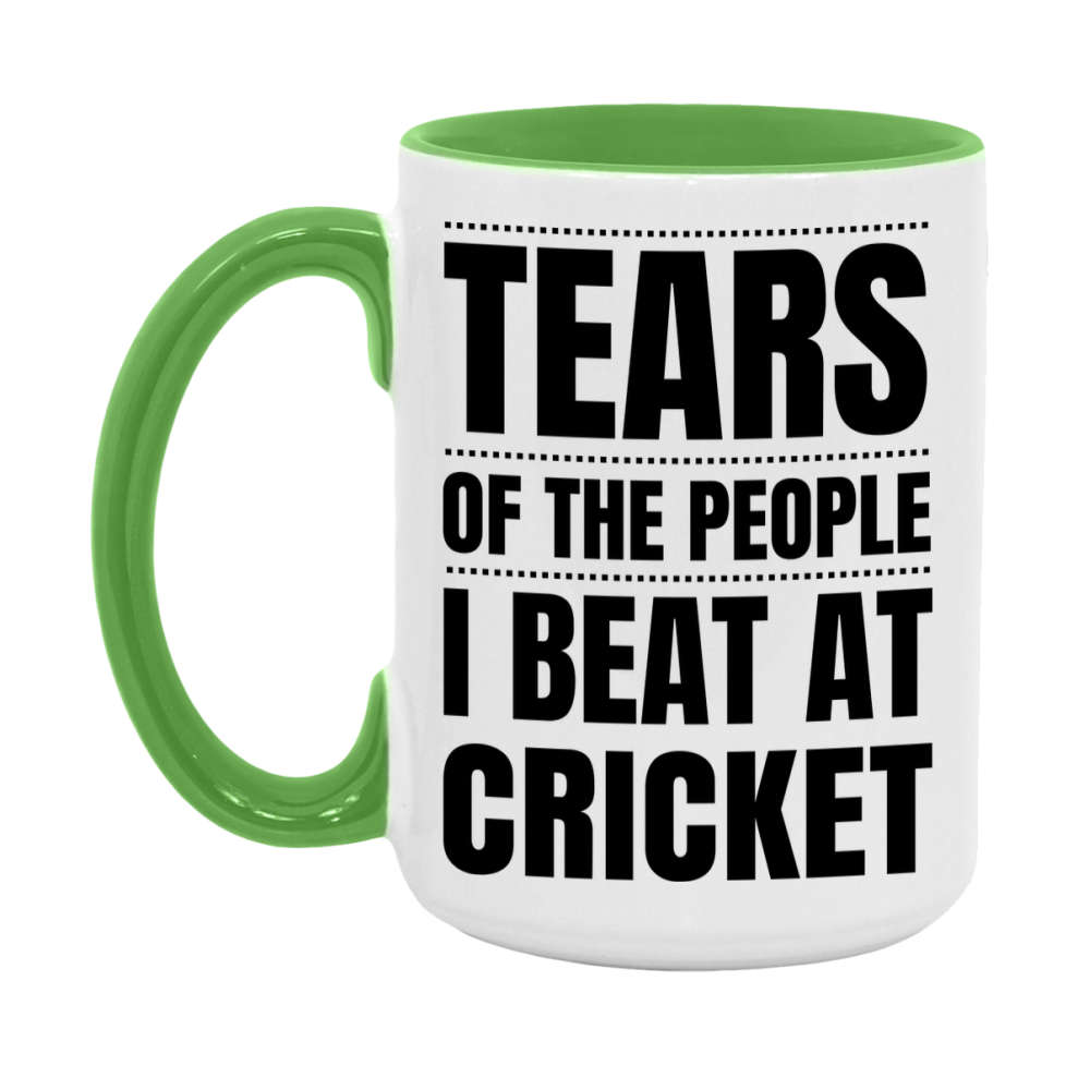 Funny Cricket Mug - "Tears Of The People I Beat At Cricket" - 11Oz Or 15Oz Ceramic Coffee Cup
