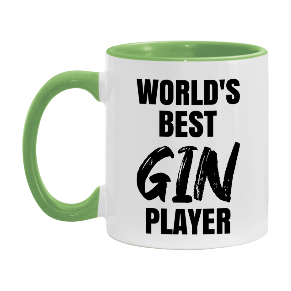 World's Best Gin Player Mug, Funny Card Game Player Gift, 11Oz Or 15Oz White Ceramic Mug