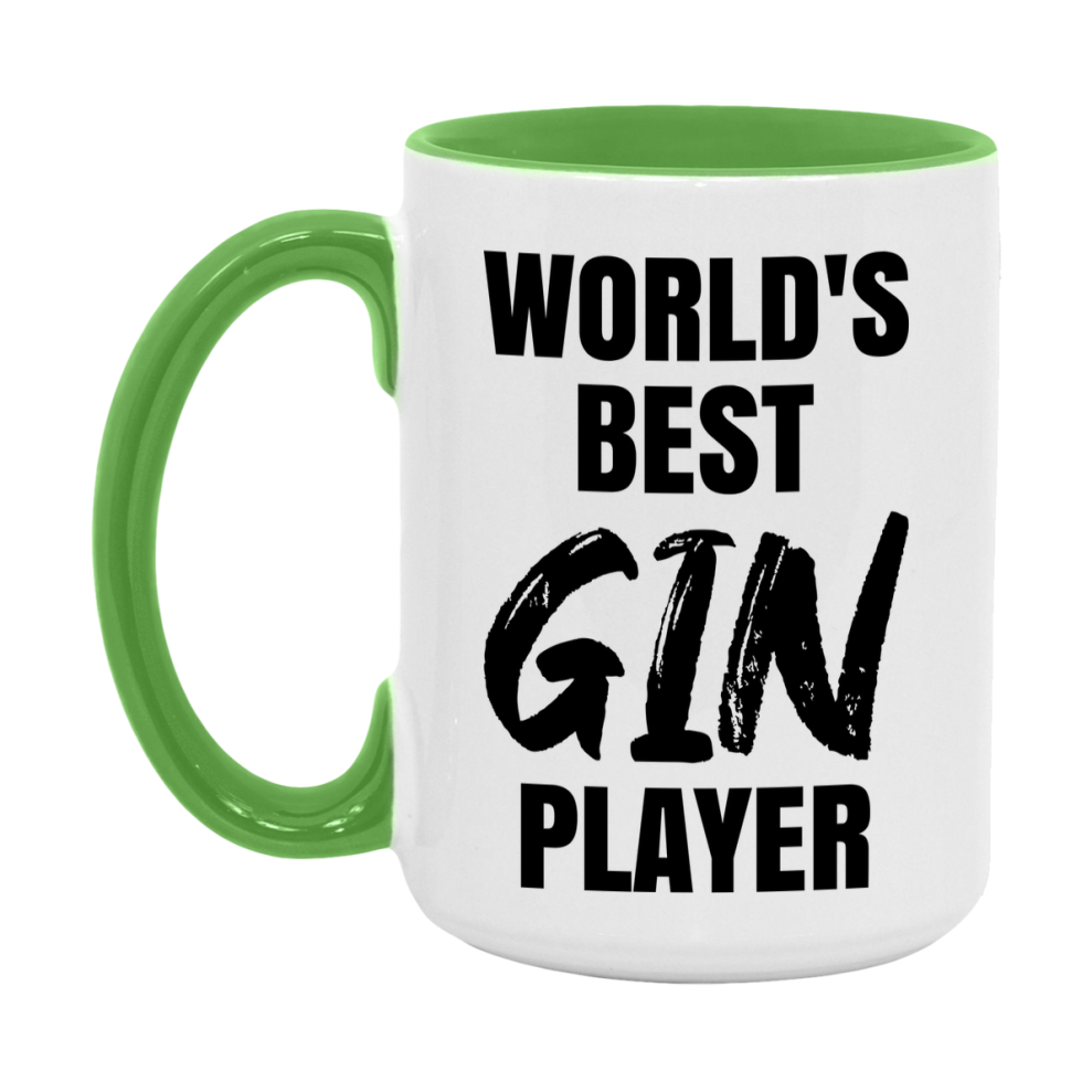World's Best Gin Player Mug, Funny Card Game Player Gift, 11Oz Or 15Oz White Ceramic Mug