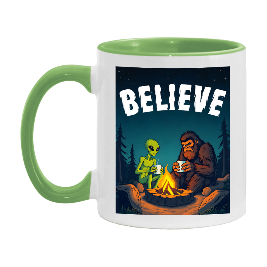 Bigfoot Mug – Funny Bigfoot And Alien Coffee Cup, Double-Sided 11Oz Or 15Oz Ceramic, Perfect Mother’s Day Or Father’s Day Gift