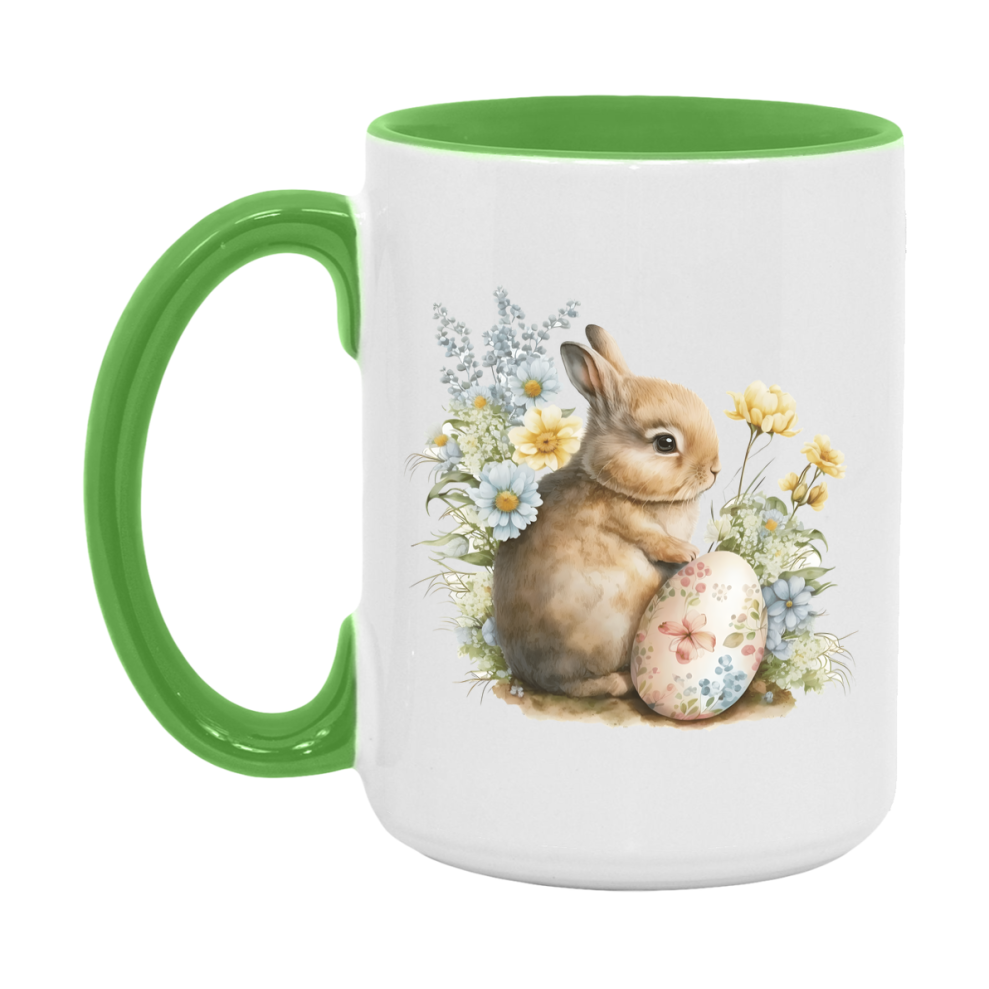 Easter Bunny Coffee Mug, Easter Bunny And Eggs Easter Gift, Double-Sided 11Oz Or 15Oz White Ceramic Cup