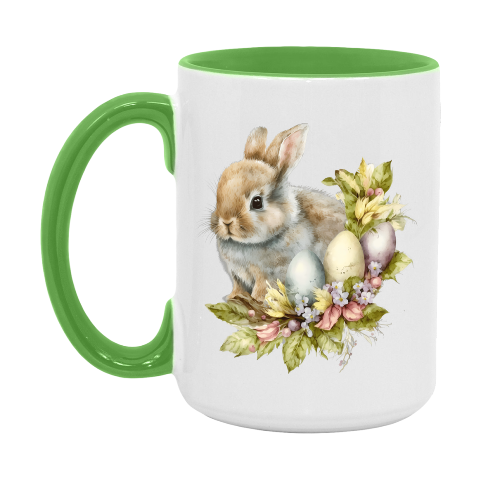 Easter Bunny Coffee Mug, Kawaii Easter Bunny Easter Gift, Double-Sided 11Oz Or 15Oz White Ceramic Cup