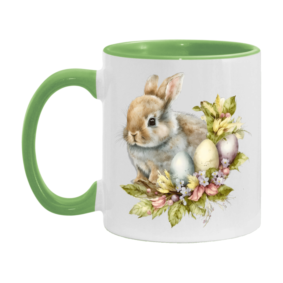 Easter Bunny Coffee Mug, Kawaii Easter Bunny Easter Gift, Double-Sided 11Oz Or 15Oz White Ceramic Cup