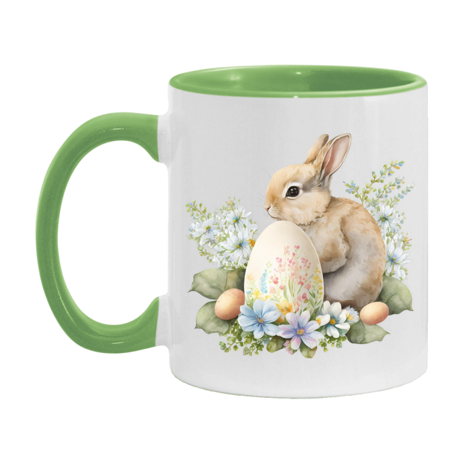 Easter Bunny Coffee Mug, Pastel Easter Bunny Art Easter Gift, Double-Sided 11Oz Or 15Oz White Ceramic Cup
