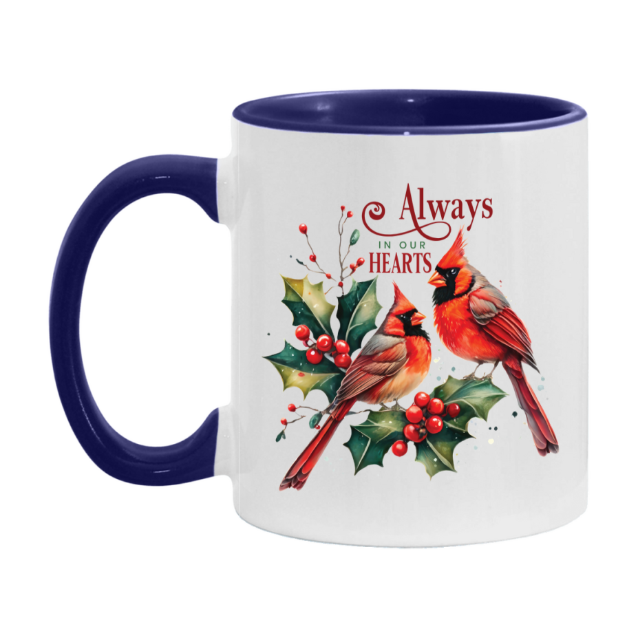 Red Cardinal Mug – Northern Red Cardinal Christmas Mug with Heartfelt Message, 11oz or 15oz White Ceramic Coffee Cup
