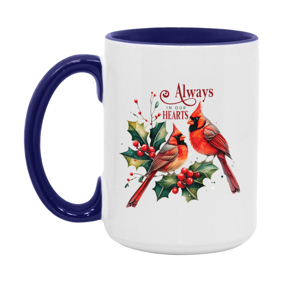 Red Cardinal Mug – Northern Red Cardinal Christmas Mug with Heartfelt Message, 11oz or 15oz White Ceramic Coffee Cup
