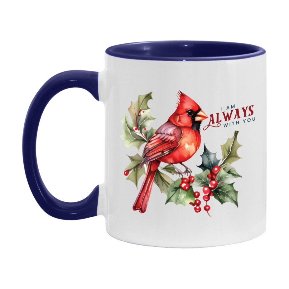 Red Cardinal Mug – Northern Red Cardinal Christmas Mug with Heartfelt Message, 11oz or 15oz White Ceramic Coffee Cup