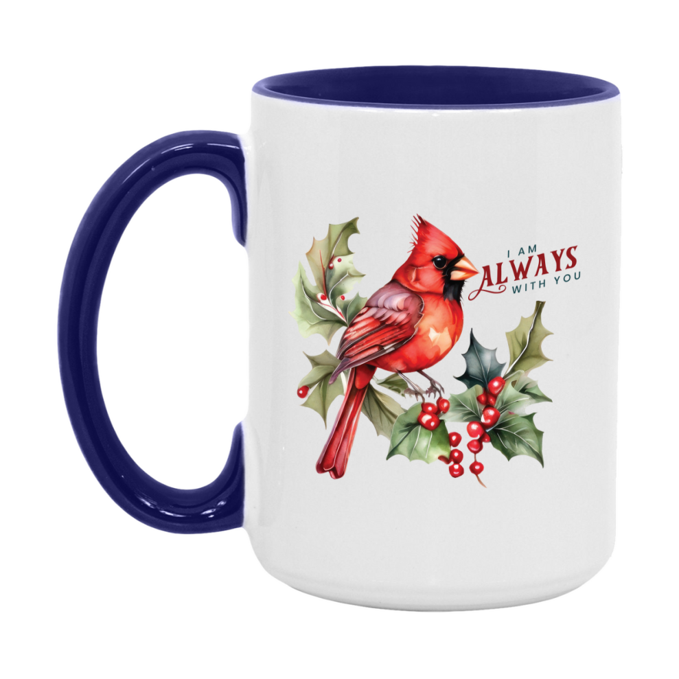 Red Cardinal Mug – Northern Red Cardinal Christmas Mug with Heartfelt Message, 11oz or 15oz White Ceramic Coffee Cup
