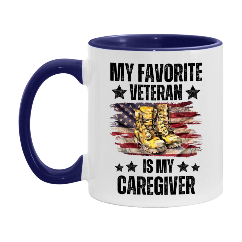 Veteran Gift Mug, My Favorite Veteran Is My Caregiver, 11oz or 15oz Ceramic Coffee Cup Gift for Caregiver