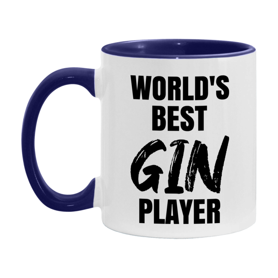 World's Best Gin Player Mug, Funny Card Game Player Gift, 11Oz Or 15Oz White Ceramic Mug