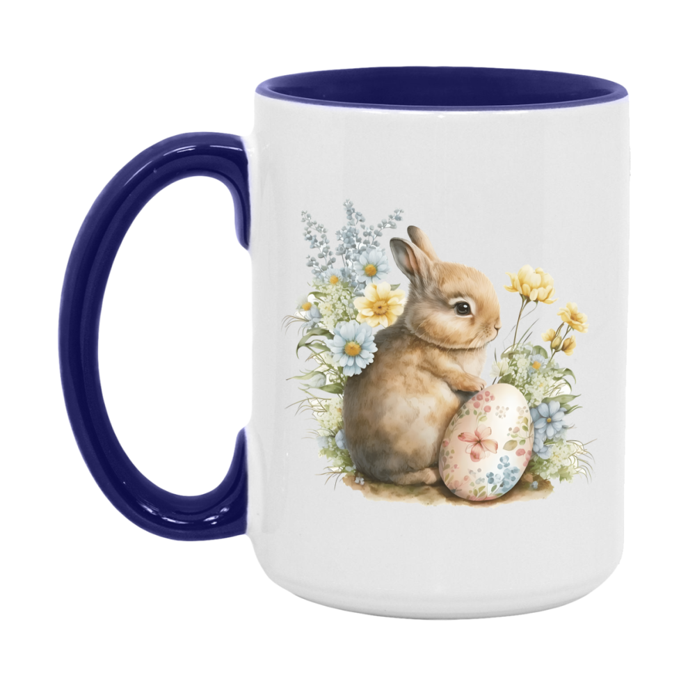 Easter Bunny Coffee Mug, Easter Bunny And Eggs Easter Gift, Double-Sided 11Oz Or 15Oz White Ceramic Cup
