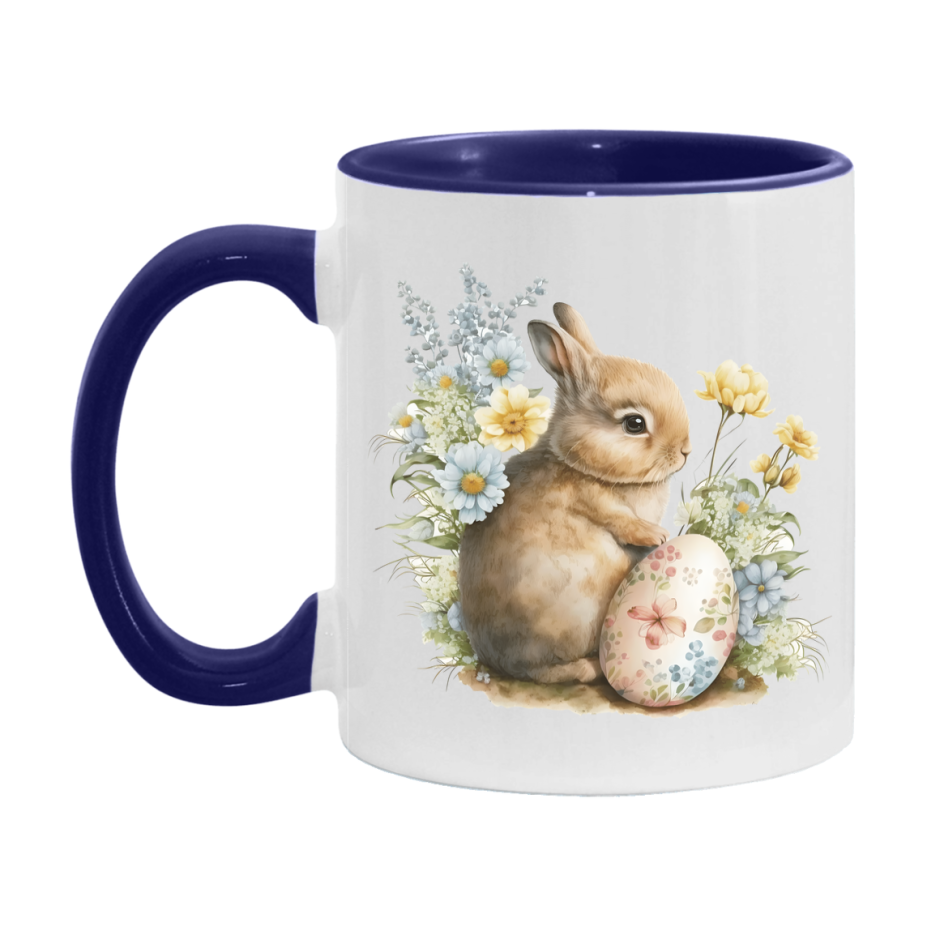 Easter Bunny Coffee Mug, Easter Bunny And Eggs Easter Gift, Double-Sided 11Oz Or 15Oz White Ceramic Cup