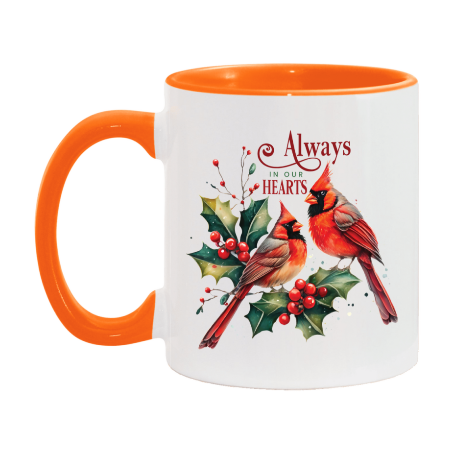 Red Cardinal Mug – Northern Red Cardinal Christmas Mug with Heartfelt Message, 11oz or 15oz White Ceramic Coffee Cup