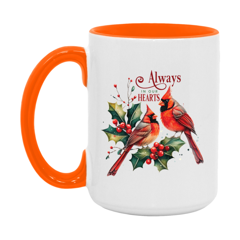 Red Cardinal Mug – Northern Red Cardinal Christmas Mug with Heartfelt Message, 11oz or 15oz White Ceramic Coffee Cup