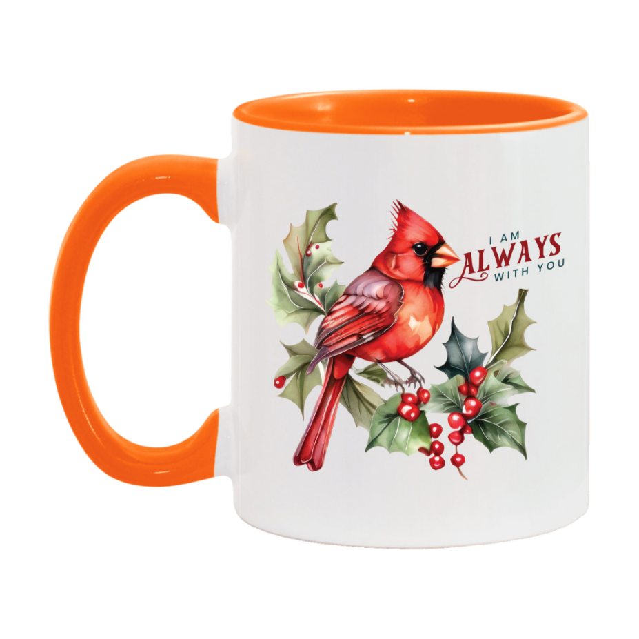 Red Cardinal Mug – Northern Red Cardinal Christmas Mug with Heartfelt Message, 11oz or 15oz White Ceramic Coffee Cup
