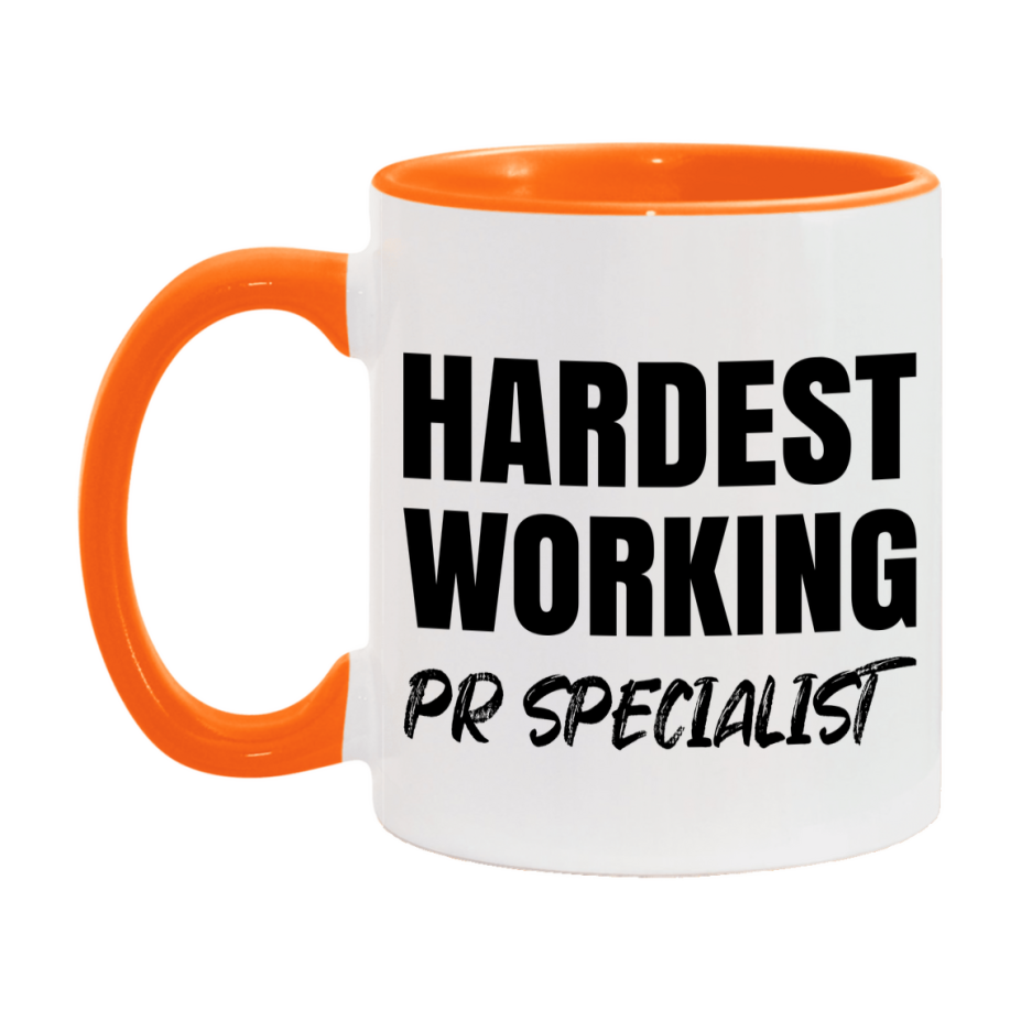 Pr Specialist Superlative Mug, Hardest Working Pr Specialist, 11oz or 15oz Ceramic Coffee Mug, Double-Sided Cup, Gift for Pr Specialist, Coworker Gift, Boss Gift