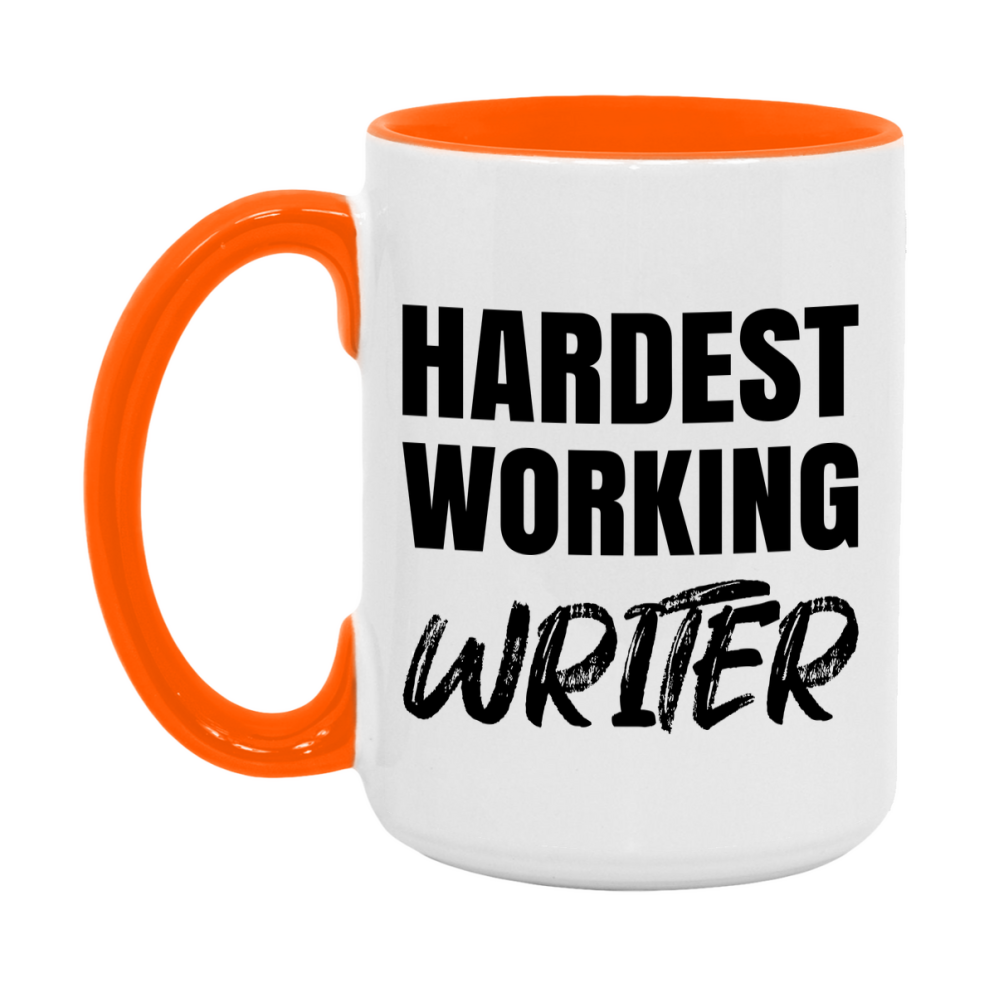 Writer Superlative Mug, Hardest Working Writer, 11oz or 15oz Ceramic Coffee Mug, Double-Sided Cup, Gift for Writer, Coworker Gift, Boss Gift
