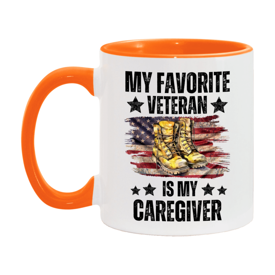 Veteran Gift Mug, My Favorite Veteran Is My Caregiver, 11oz or 15oz Ceramic Coffee Cup Gift for Caregiver