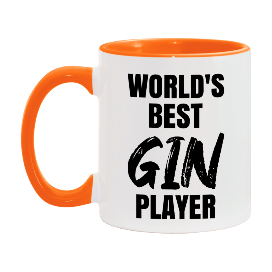 World's Best Gin Player Mug, Funny Card Game Player Gift, 11Oz Or 15Oz White Ceramic Mug