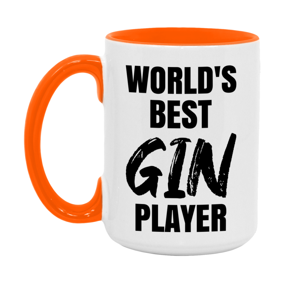 World's Best Gin Player Mug, Funny Card Game Player Gift, 11Oz Or 15Oz White Ceramic Mug