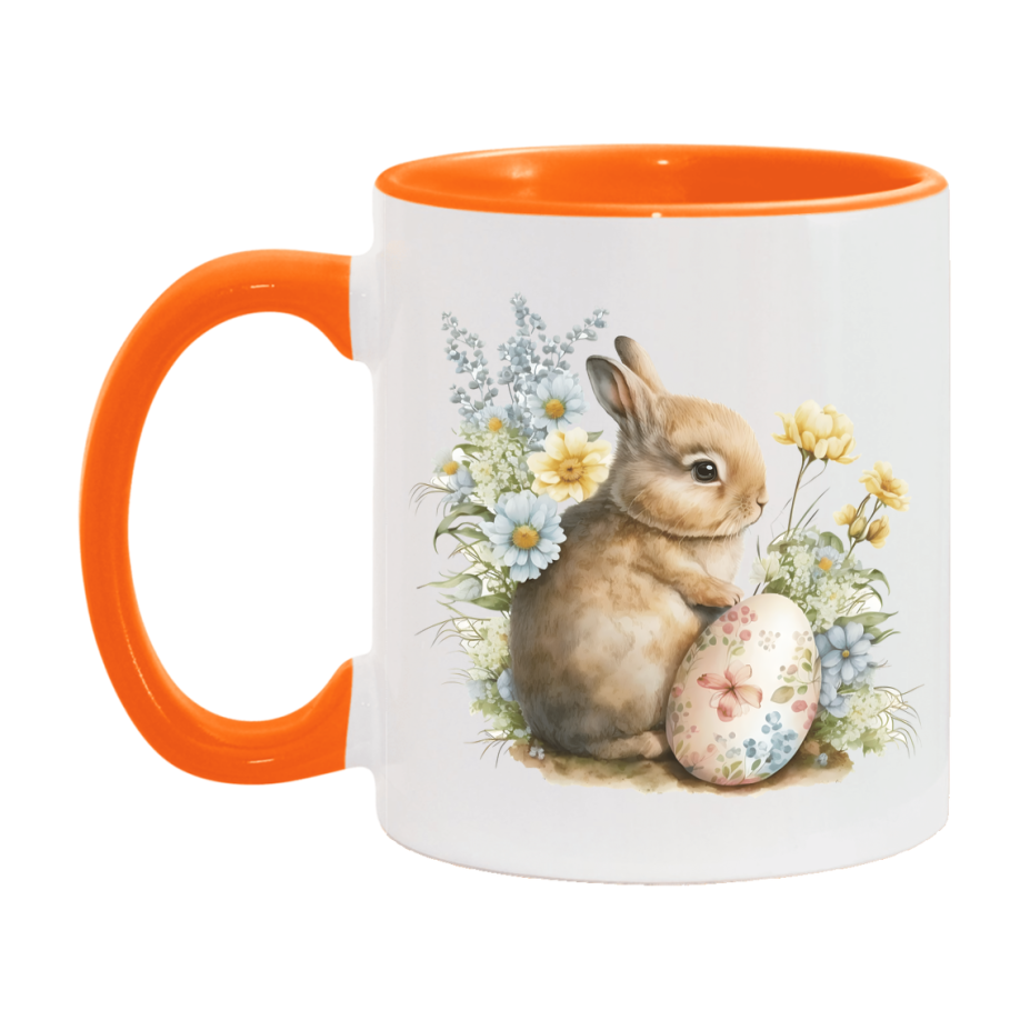 Easter Bunny Coffee Mug, Easter Bunny And Eggs Easter Gift, Double-Sided 11Oz Or 15Oz White Ceramic Cup