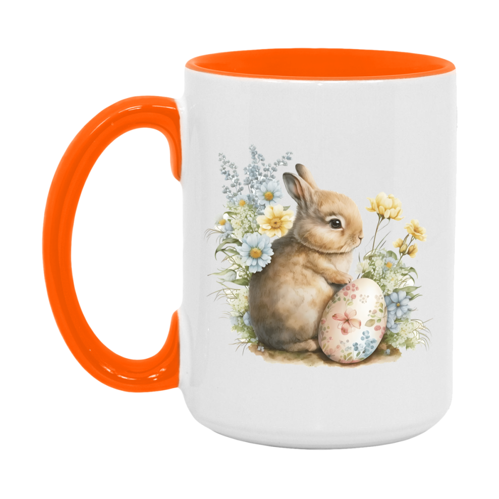 Easter Bunny Coffee Mug, Easter Bunny And Eggs Easter Gift, Double-Sided 11Oz Or 15Oz White Ceramic Cup