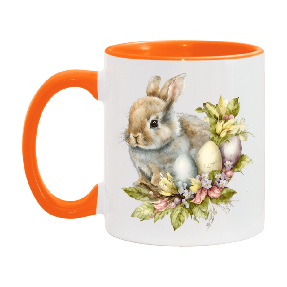 Easter Bunny Coffee Mug, Kawaii Easter Bunny Easter Gift, Double-Sided 11Oz Or 15Oz White Ceramic Cup