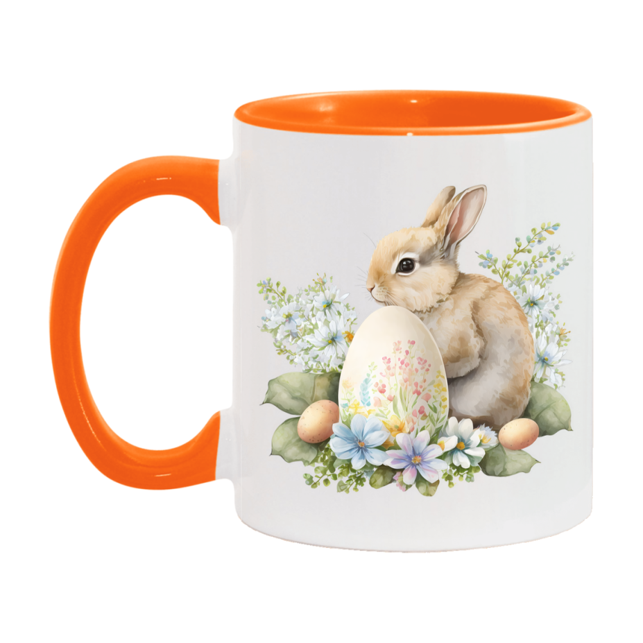 Easter Bunny Coffee Mug, Pastel Easter Bunny Art Easter Gift, Double-Sided 11Oz Or 15Oz White Ceramic Cup