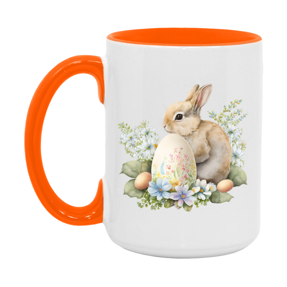 Easter Bunny Coffee Mug, Pastel Easter Bunny Art Easter Gift, Double-Sided 11Oz Or 15Oz White Ceramic Cup