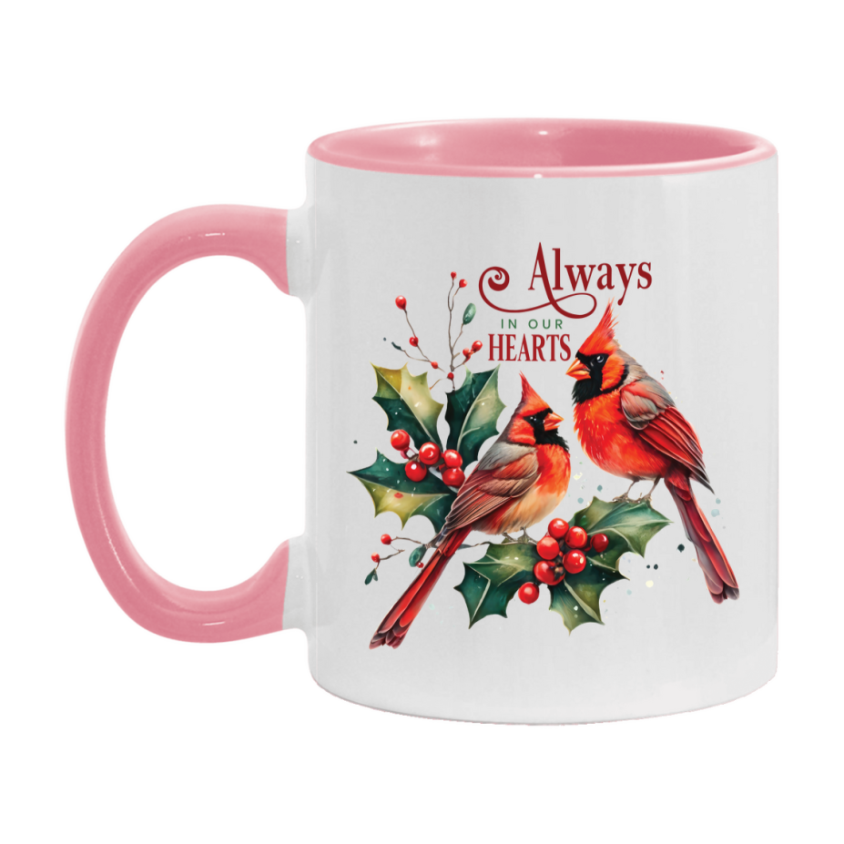Red Cardinal Mug – Northern Red Cardinal Christmas Mug with Heartfelt Message, 11oz or 15oz White Ceramic Coffee Cup