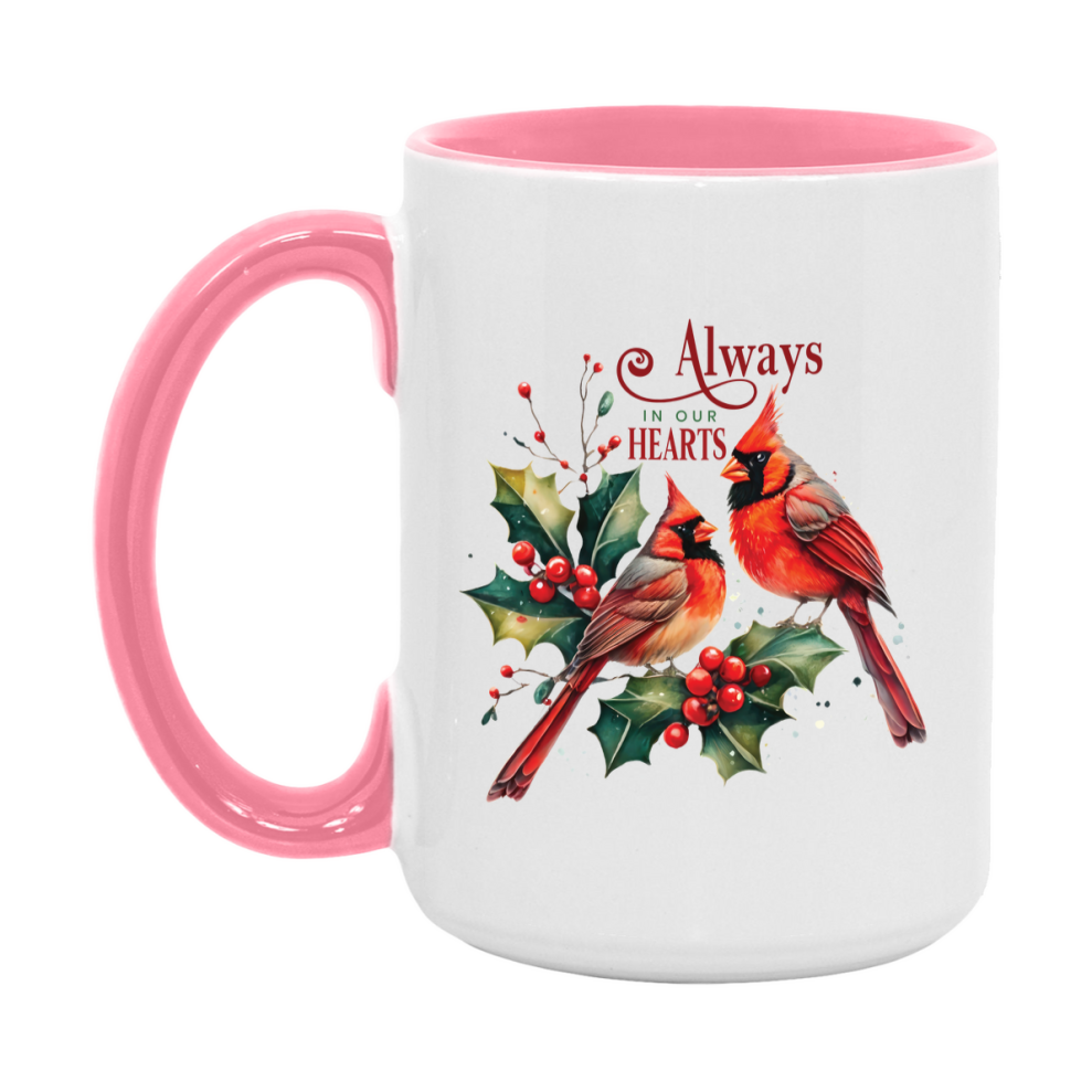 Red Cardinal Mug – Northern Red Cardinal Christmas Mug with Heartfelt Message, 11oz or 15oz White Ceramic Coffee Cup