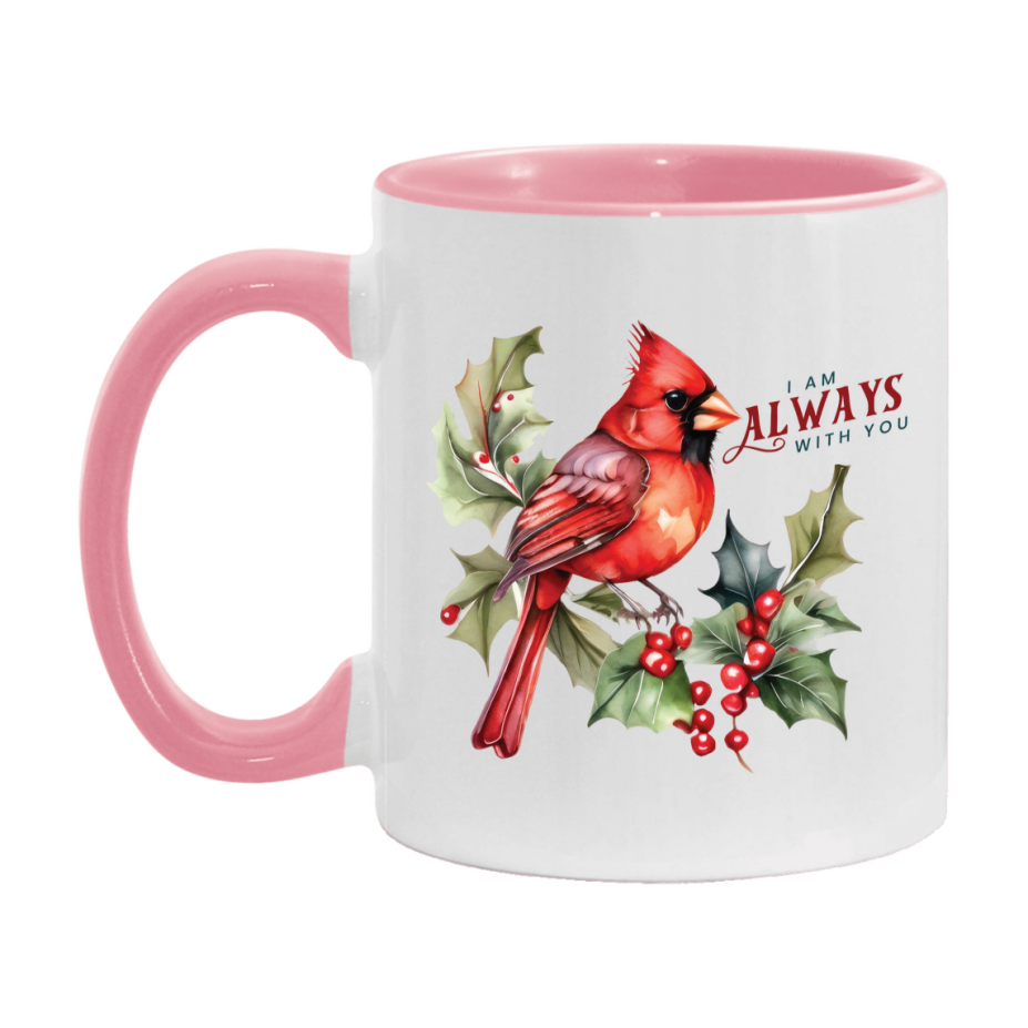 Red Cardinal Mug – Northern Red Cardinal Christmas Mug with Heartfelt Message, 11oz or 15oz White Ceramic Coffee Cup