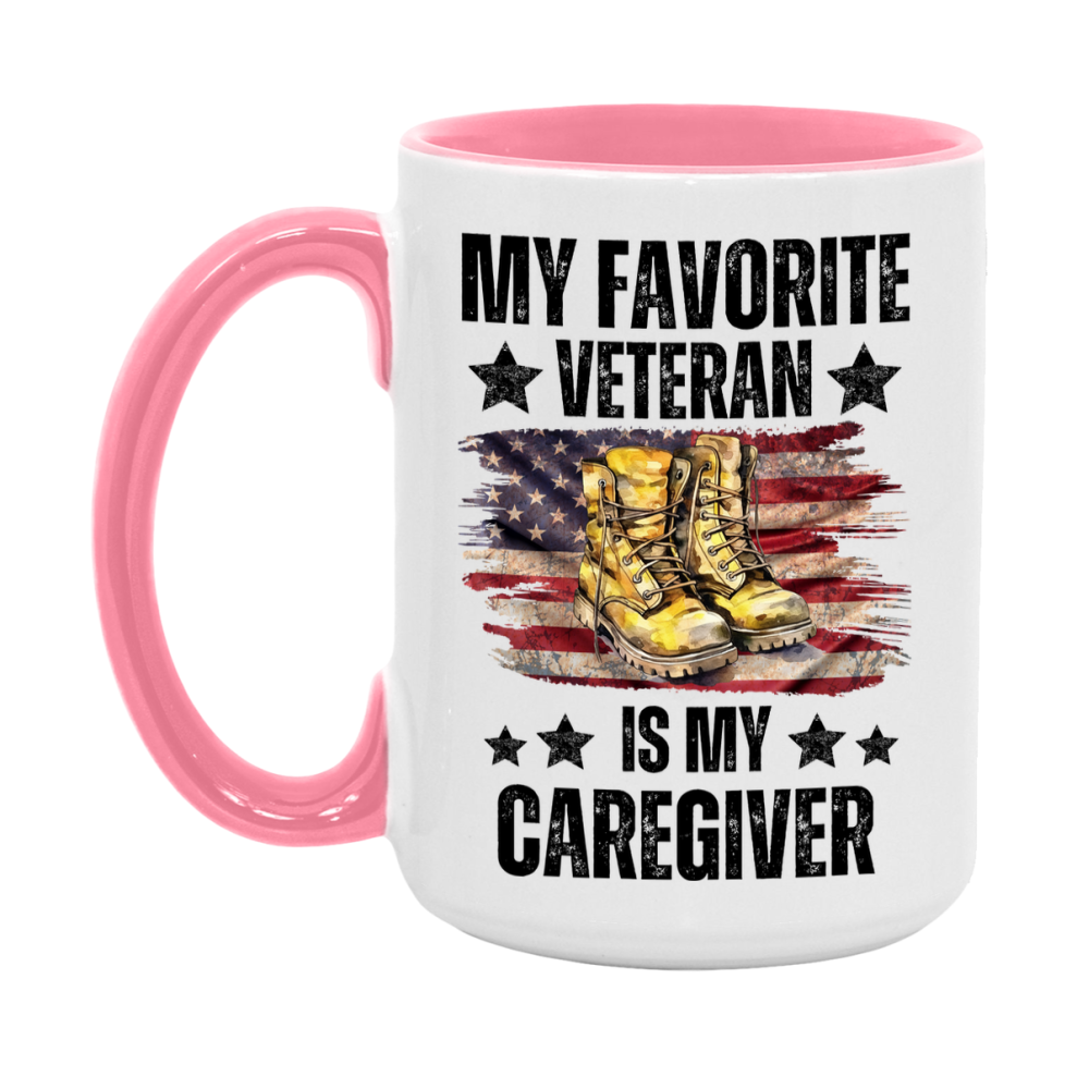 Veteran Gift Mug, My Favorite Veteran Is My Caregiver, 11oz or 15oz Ceramic Coffee Cup Gift for Caregiver
