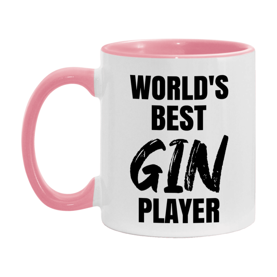 World's Best Gin Player Mug, Funny Card Game Player Gift, 11Oz Or 15Oz White Ceramic Mug