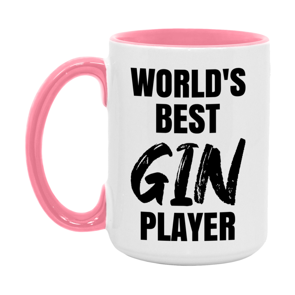 World's Best Gin Player Mug, Funny Card Game Player Gift, 11Oz Or 15Oz White Ceramic Mug