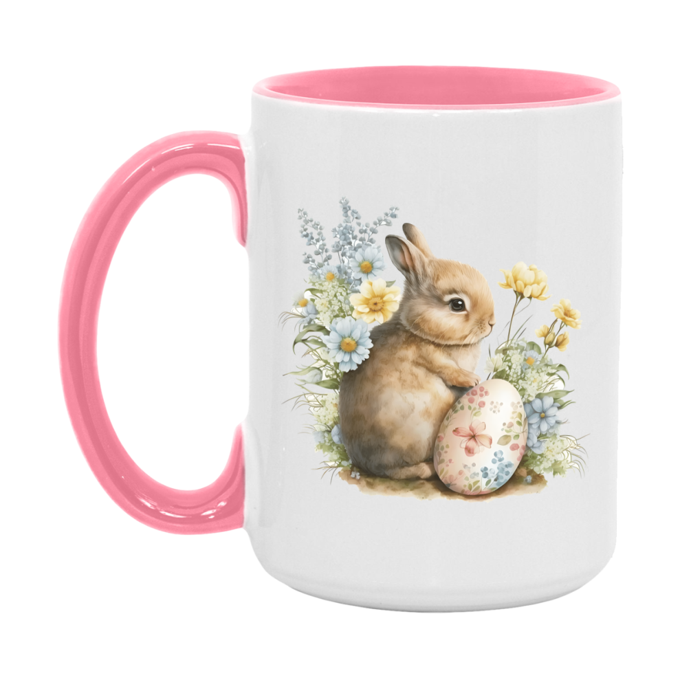 Easter Bunny Coffee Mug, Easter Bunny And Eggs Easter Gift, Double-Sided 11Oz Or 15Oz White Ceramic Cup