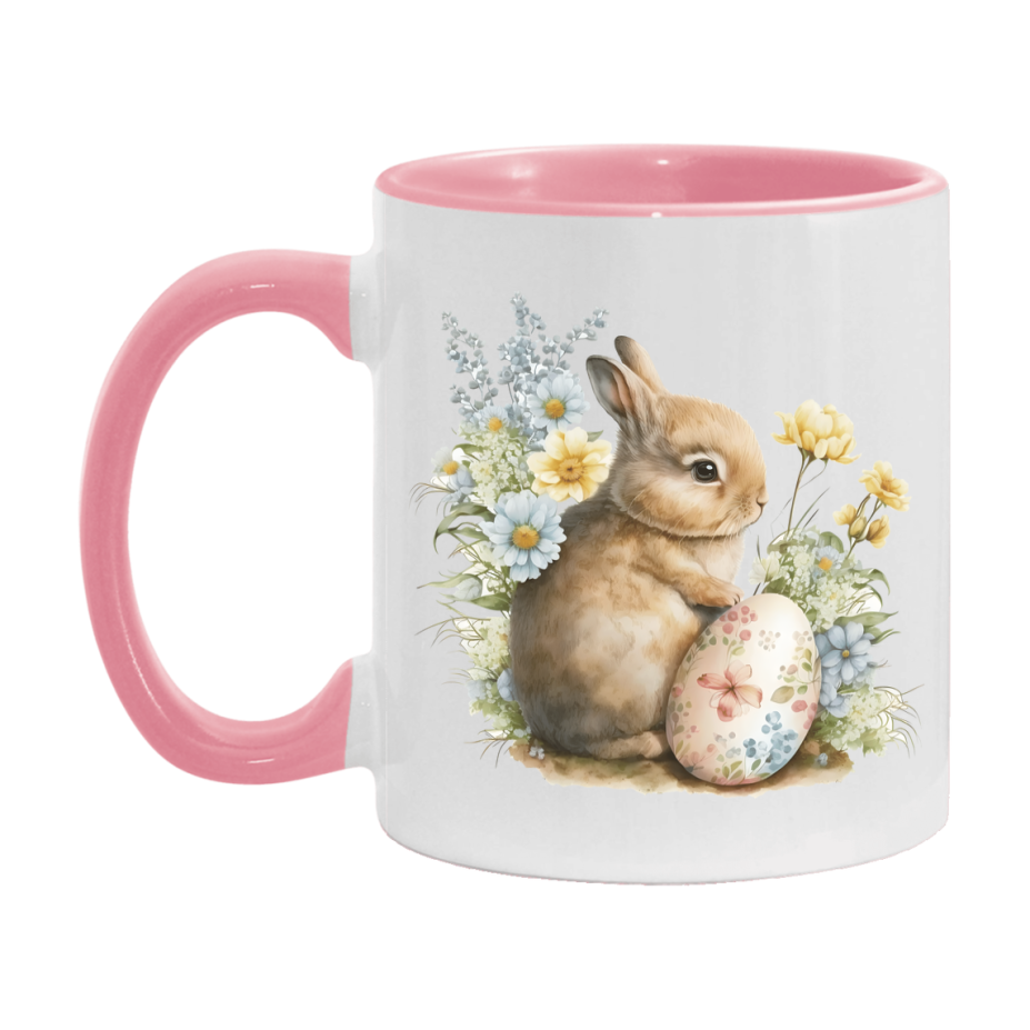 Easter Bunny Coffee Mug, Easter Bunny And Eggs Easter Gift, Double-Sided 11Oz Or 15Oz White Ceramic Cup